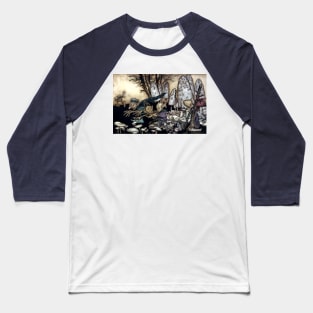 A band of workmen, who were sawing down a toadstool - Peter Pan at Kensington Gardens - Arthur Rackham Baseball T-Shirt